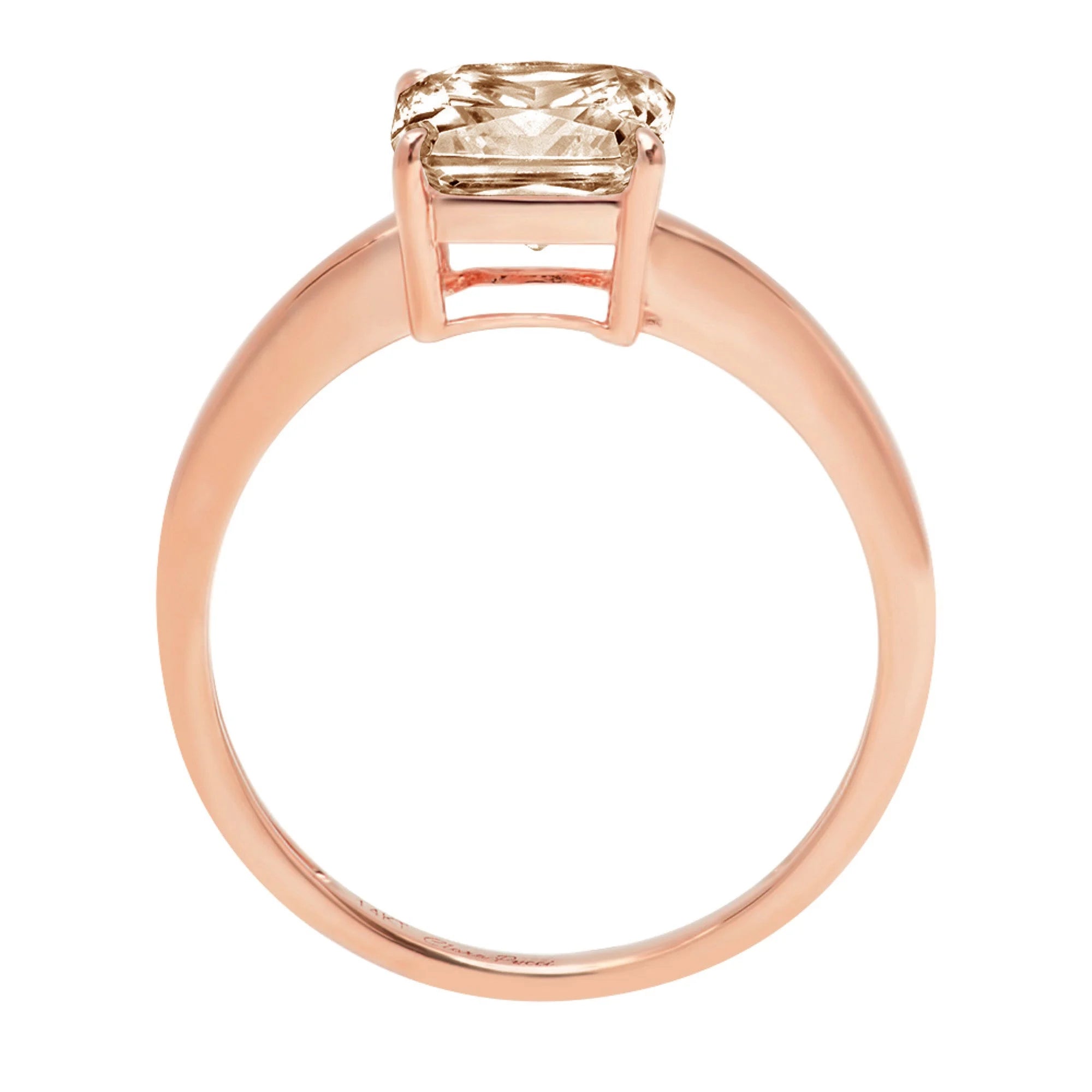 2.0ct Asscher Cut Brown Champagne Simulated Diamond 18k Pink Rose Gold Ring Size 3.5 D38424