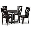 5-Piece Dark Brown Wood Dining Set Y597