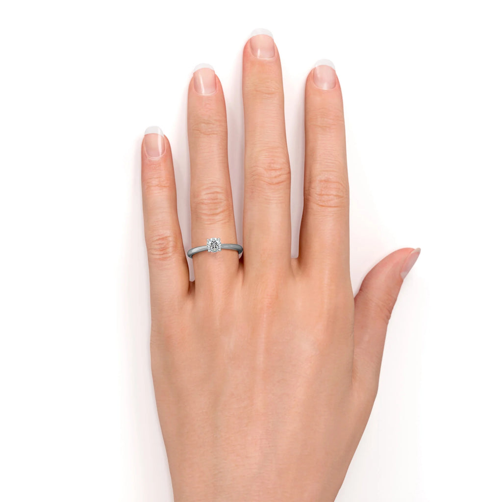 1 Carat Round Cut Moissanite Solitaire Engagement Ring in 18k White Gold Over Silver Y3514