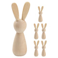 6Pcs Unpainted Wooden Bunny Dolls L528