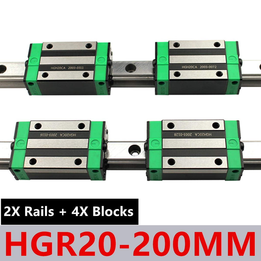 2Pcs HGR20-1200mm Linear Slide Guideway Rail + 4Pcs HGH20A Bearing Blocks Square Type Carriage for 20mm Linear Rail Set O550925