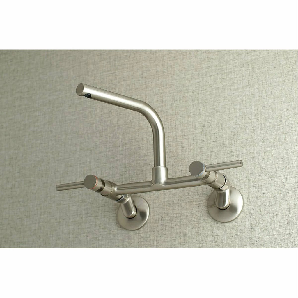 Brushed Nickel Adjustable Center Wall Mount Kitchen Faucet P687