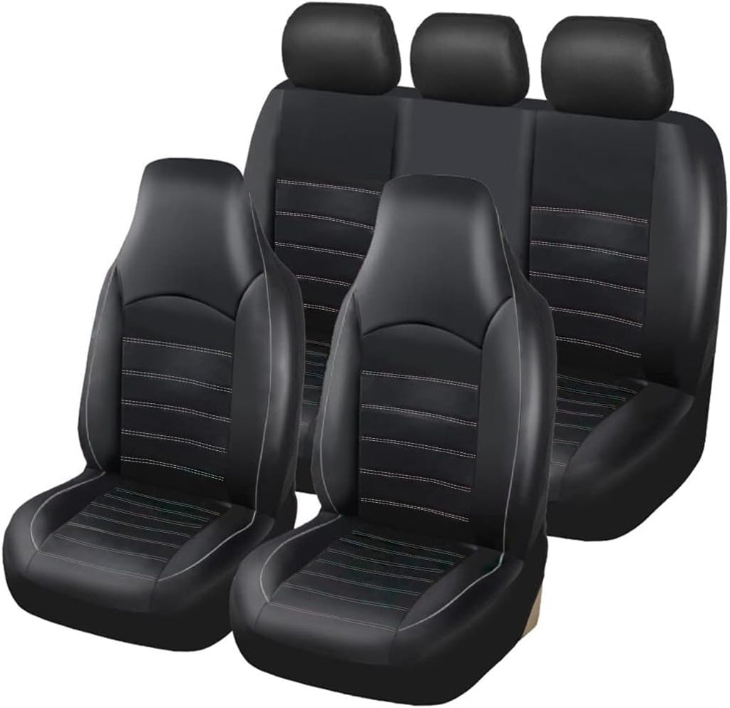 Red Trim PU Leather Car Front Seat Covers Set of 2 Q2522