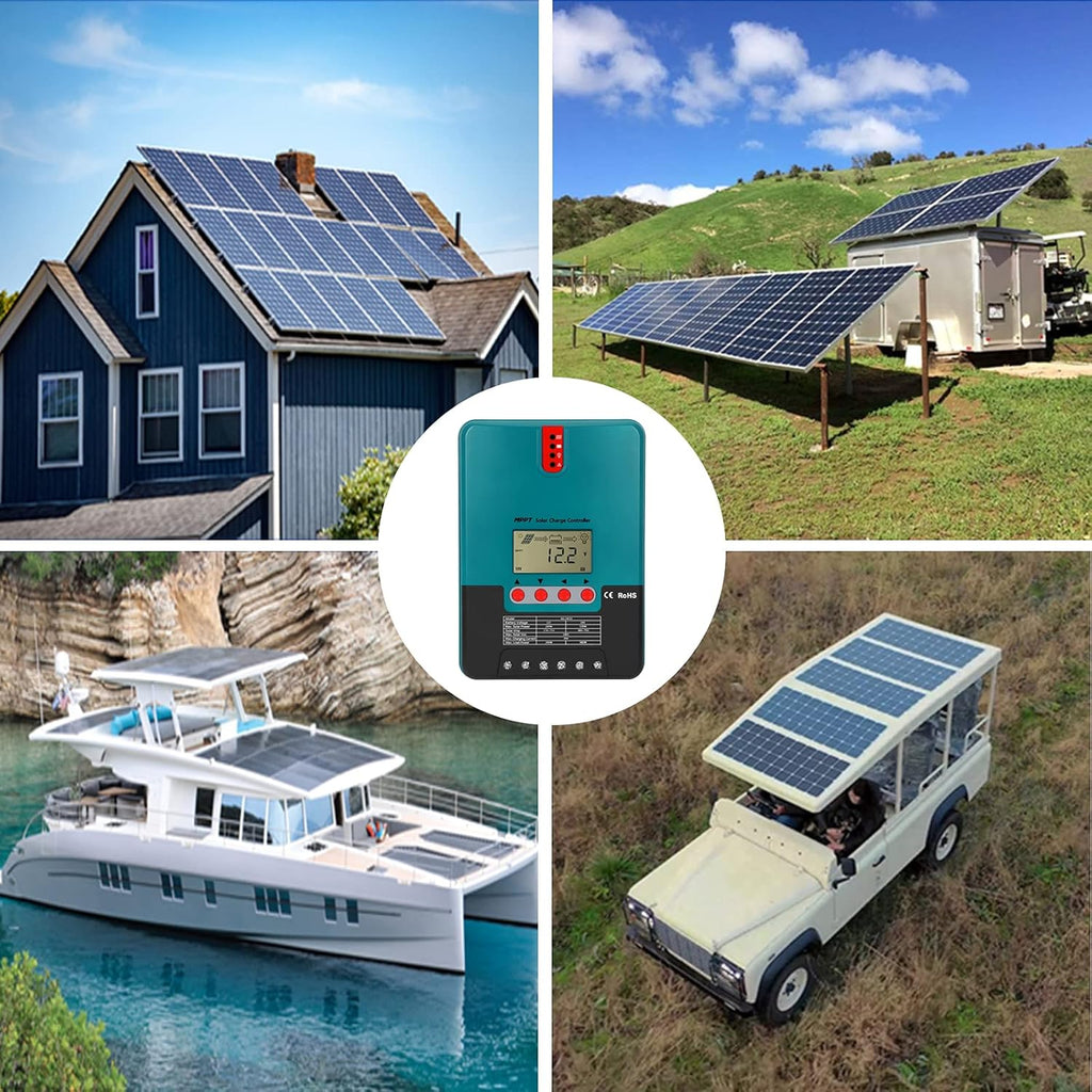 MPPT Solar Charge Controller Kit, 100V 20 Amp 12/24-Volt, Battery Pack of 2 W111