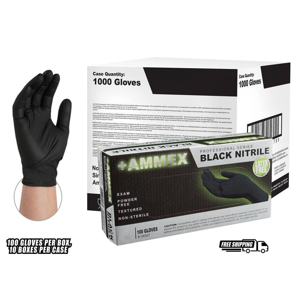 Black Nitrile Exam Gloves (Case of 1000) - Small C682