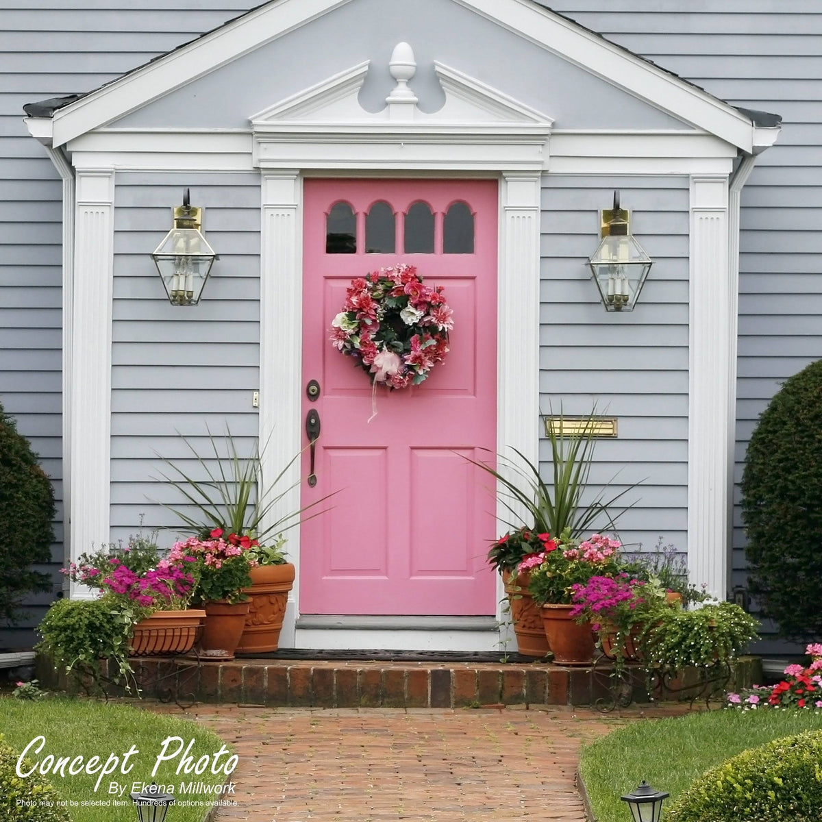 10x22W x 108x22H x 2x22P Two Equal Flat Panel PVC Pilaster with Decorative Capital & Base (Pair) D6761
