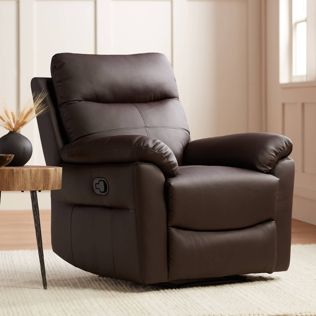 Brown Faux Leather Manual Recliner Chair T7445