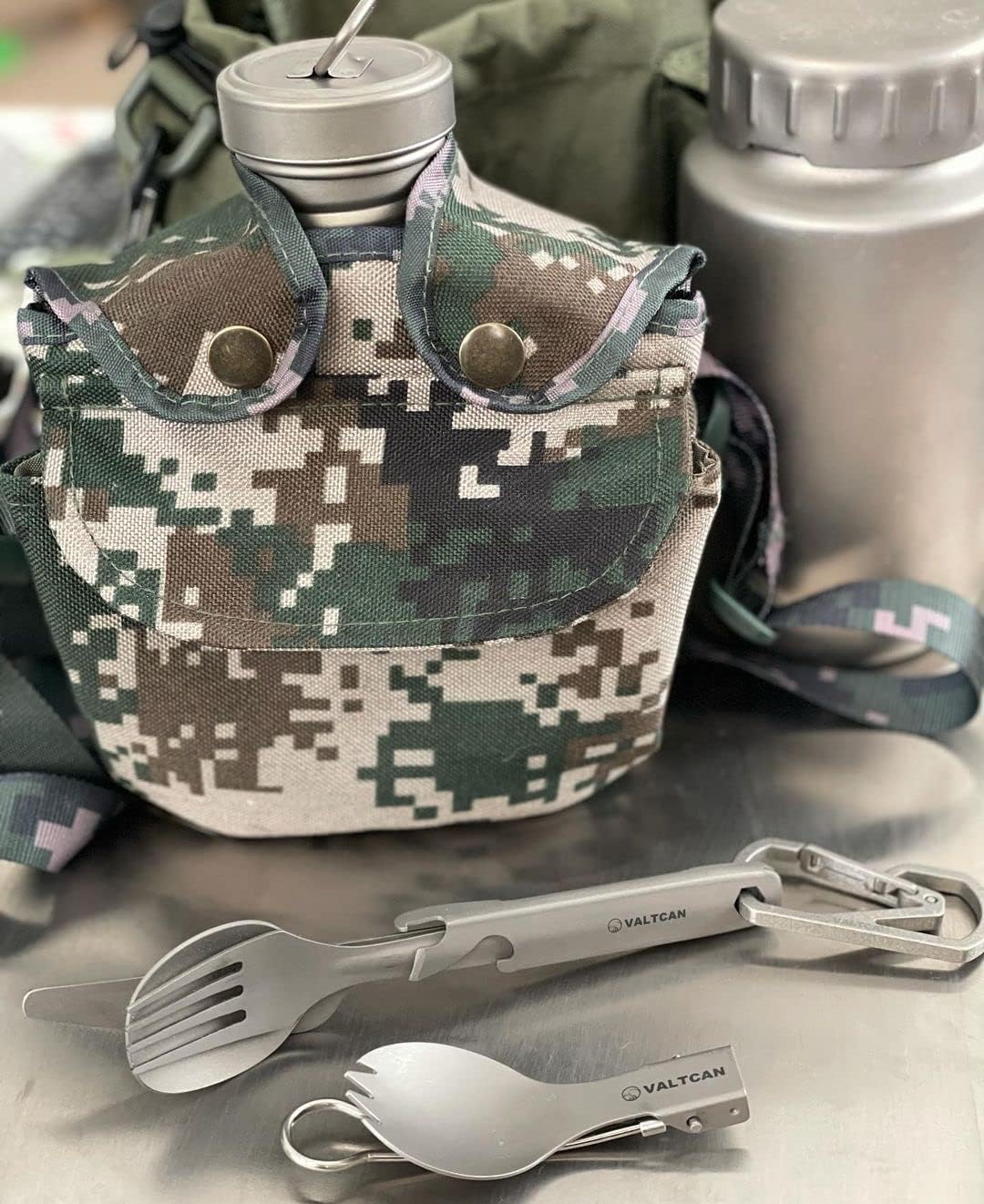 Titanium Canteen with Carry Case 1100ml 37oz Pack of 2 O9745