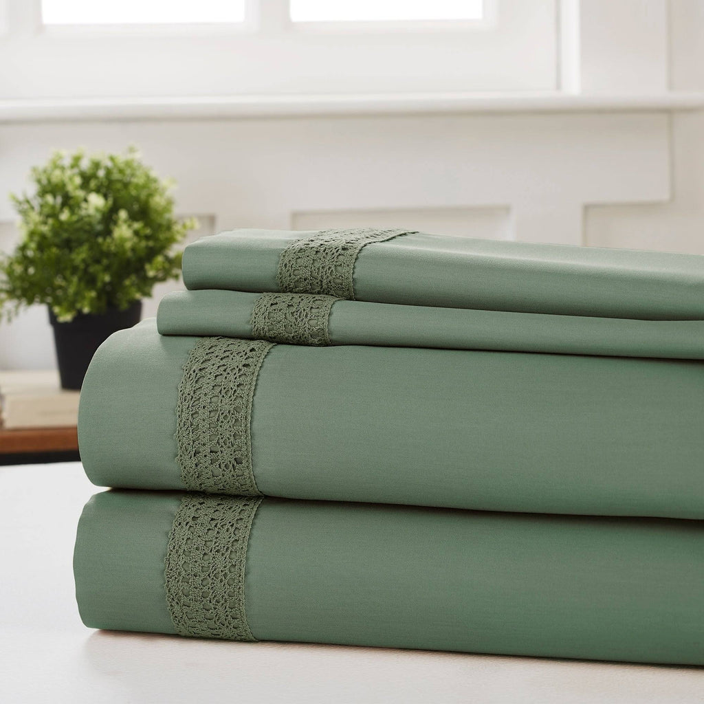 Green 4 Piece California King Size Sheet Set U291