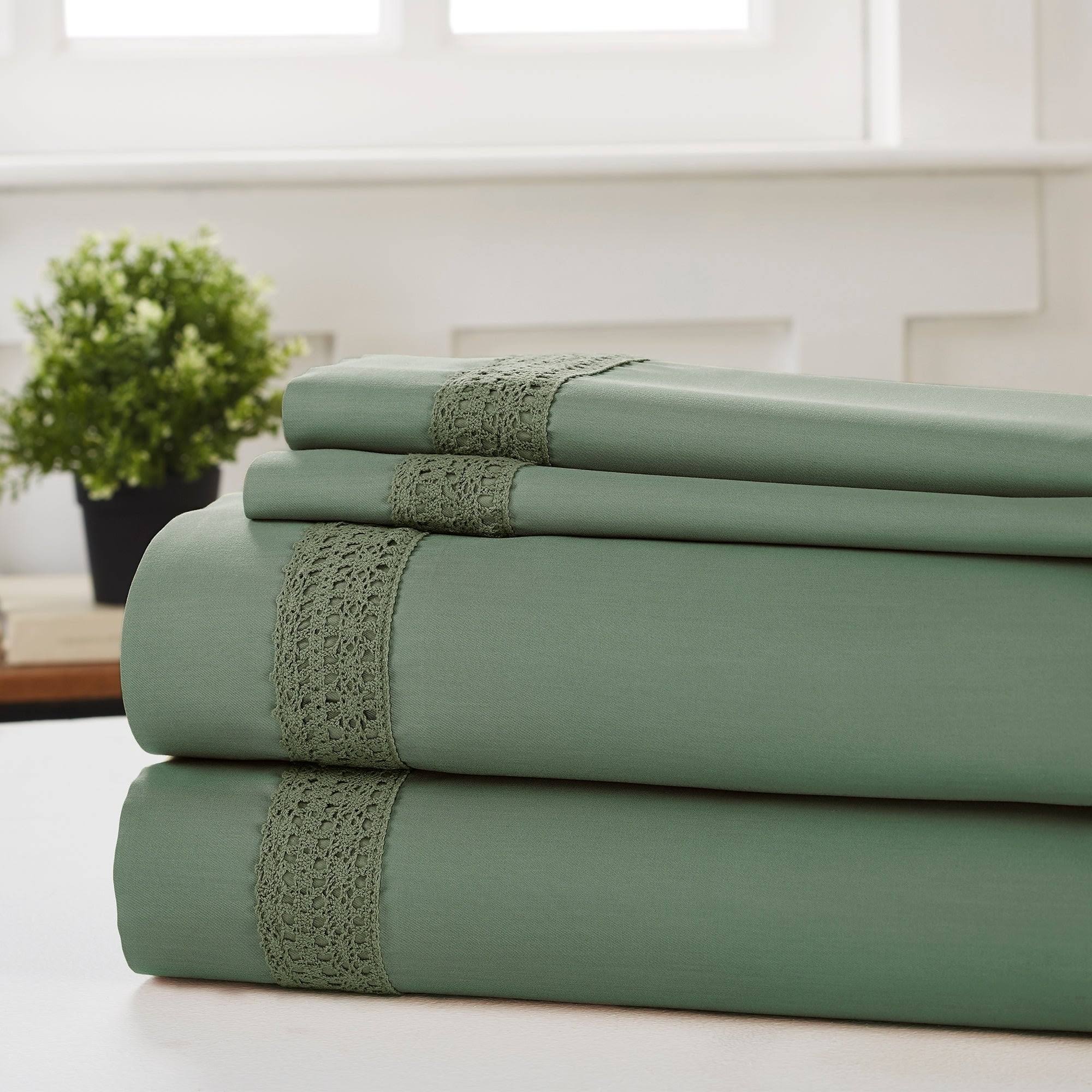 Green 4 Piece California King Size Sheet Set U291