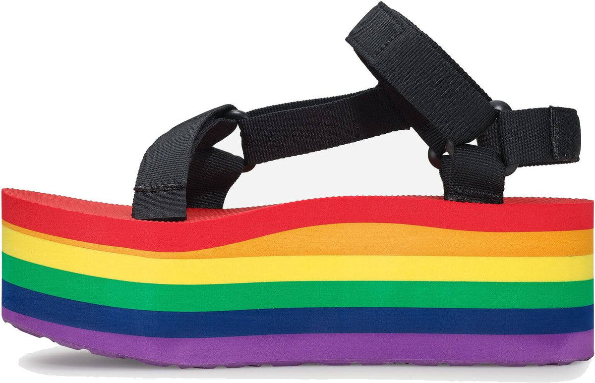 Rainbow-Black Flatform Sandals G2106