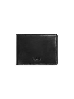Black Leather Bifold Money Clip Card Case X2605