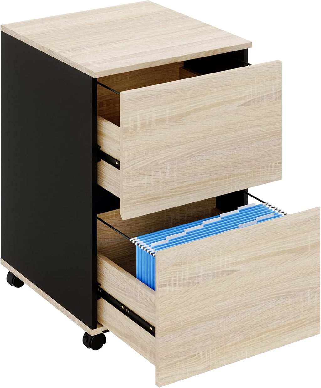 Gray 2 Drawer Wood Rolling File Cabinet A77066