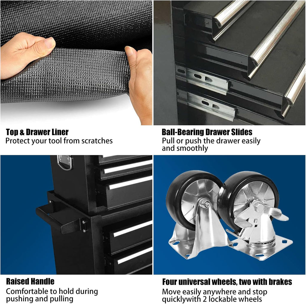8-Drawer Rolling Tool Chest with Wheels and Lock (Black) S50594
