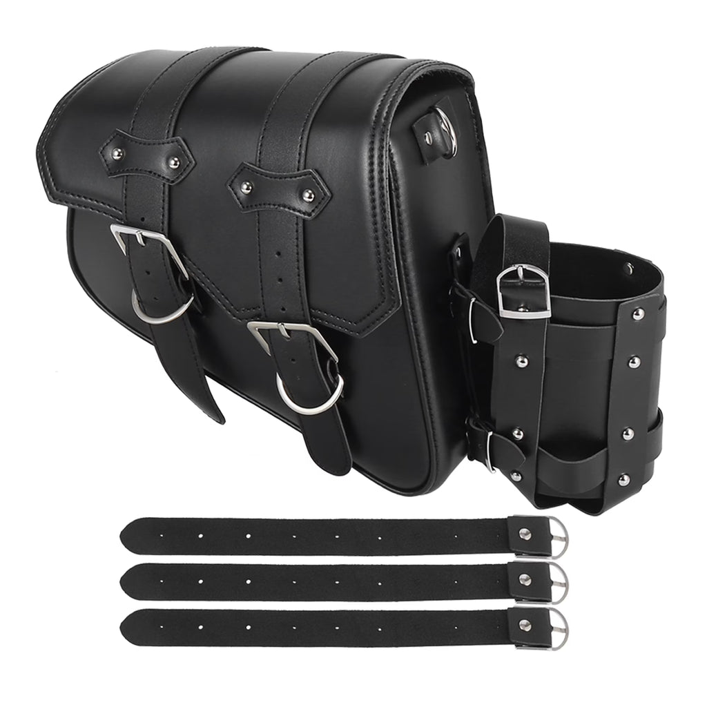 Motorbike Saddlebag Tool Bag Waterproof Faux Leather Black Z983