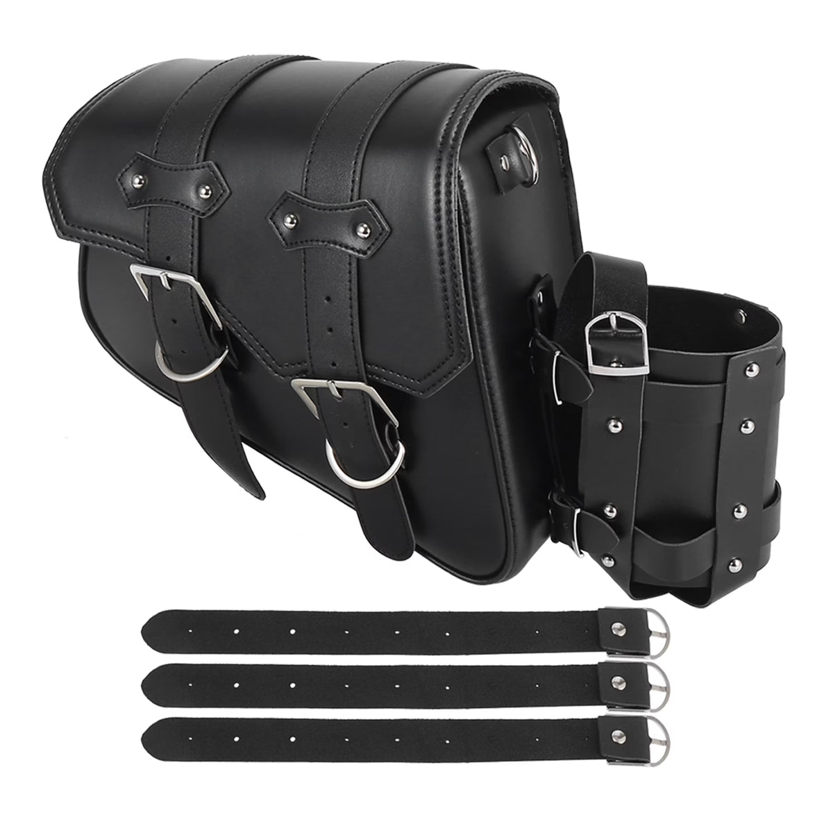 Motorbike Saddlebag Tool Bag Waterproof Faux Leather Black Z983