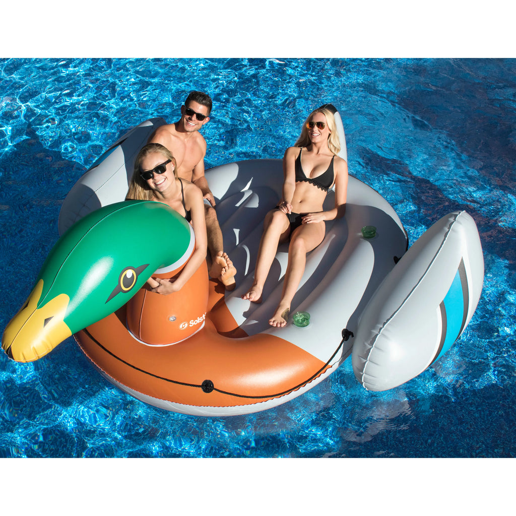 Giant Inflatable Ride On 131 Inch Swimming Pool Duck Island Float H975366