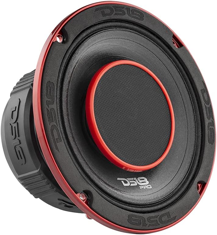 6.5-Inch 2 Way Pro Audio Midrange Speakers with Built-in Bullet Tweeter, 4-Ohms, 450W Max, 225W RMS, Red Metal Mesh Grill, Pack of 2 J283