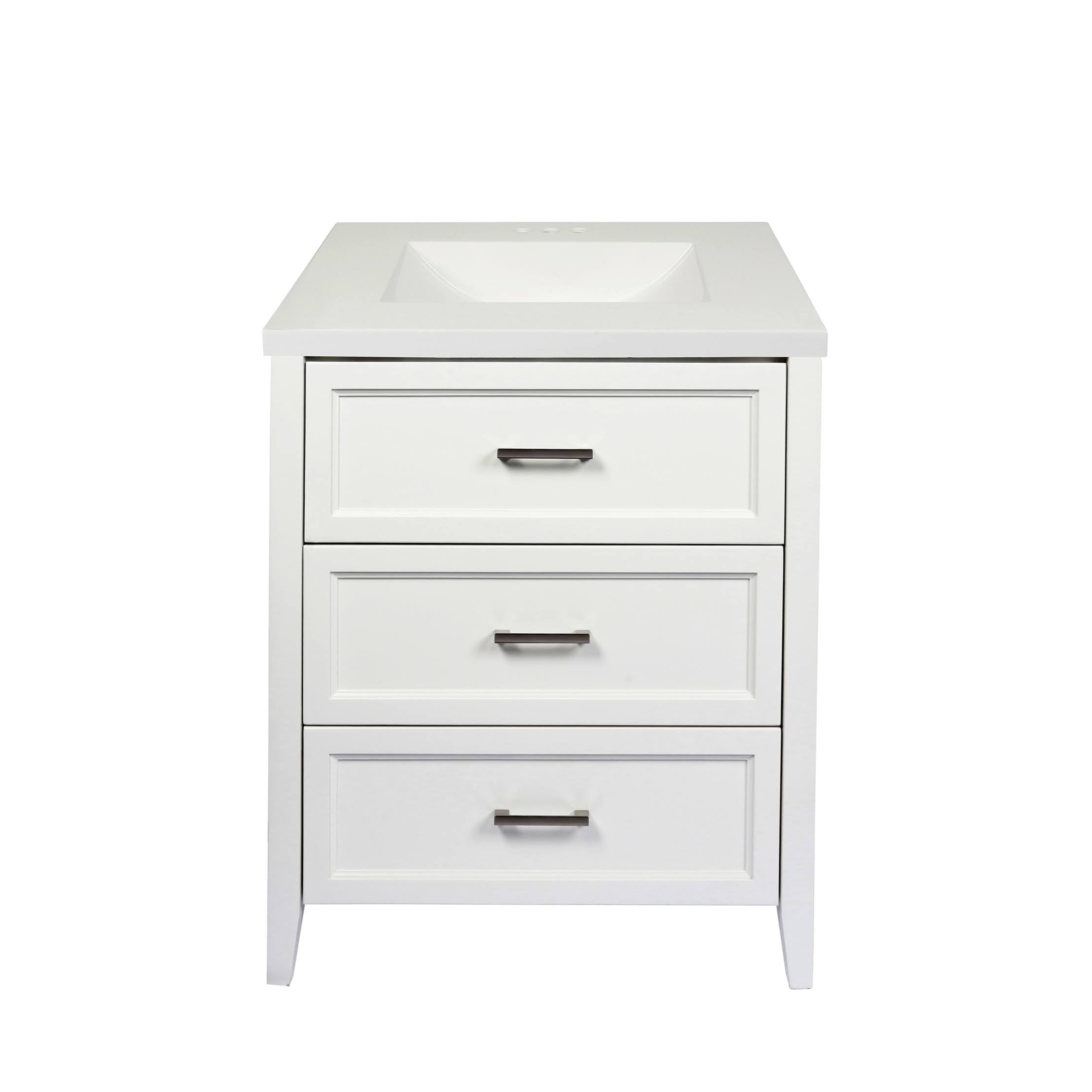 Espresso Bath Vanity with White Cultured Marble Top with Backsplash H81147