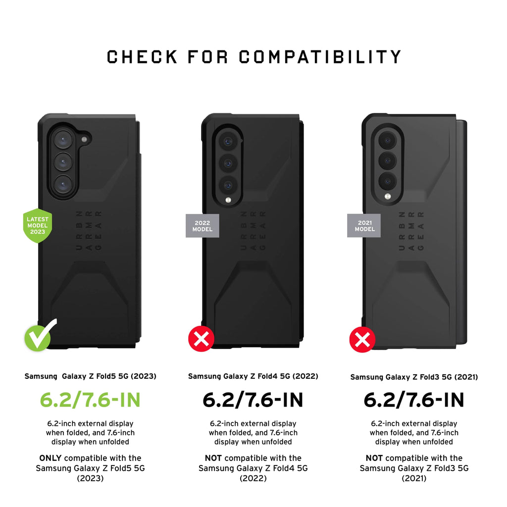 Black Rugged Case for Samsung Galaxy Z Fold 5 A77147