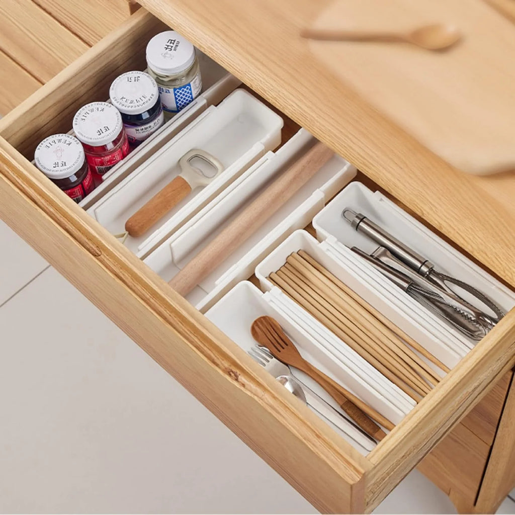 White 4pack Expandable Drawer Organizer Trays K3937