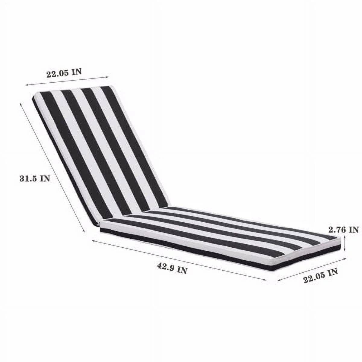 Black/White Patio Lounge Chair Cushion Set of 2 F531984