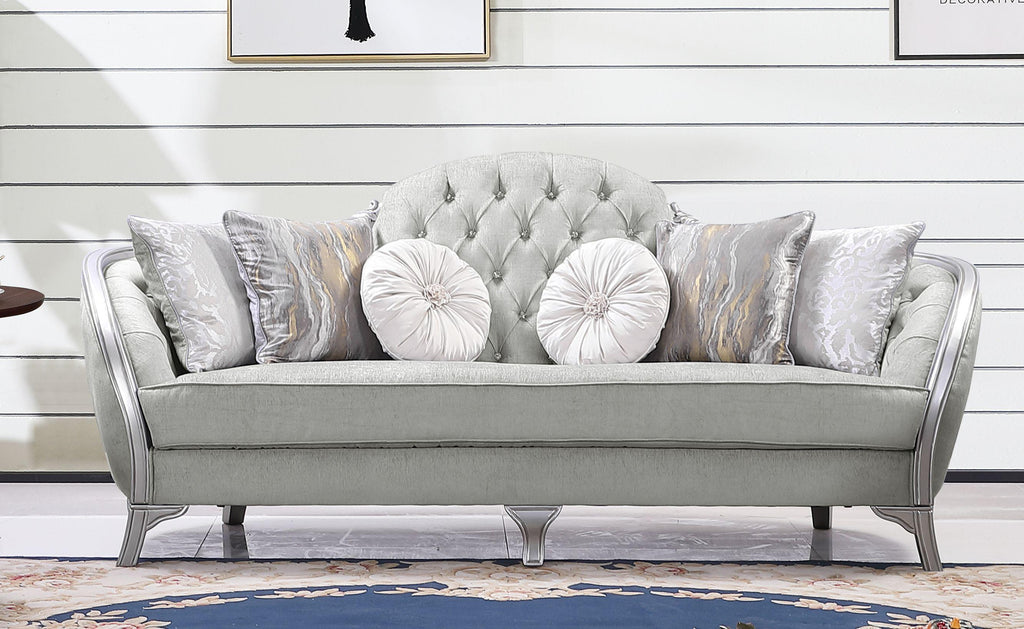 Silver Gray Finish Wood Sofa Set 3Pcs J306