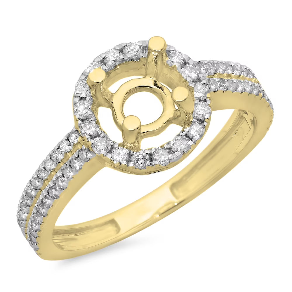 0.50 Carat 14K Yellow Gold Round Diamond Bridal Semi-Mount Engagement Ring Z533279