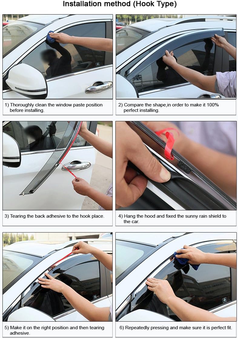 Car Window Visor Vent Shade Deflector Sun/Rain Guards N573
