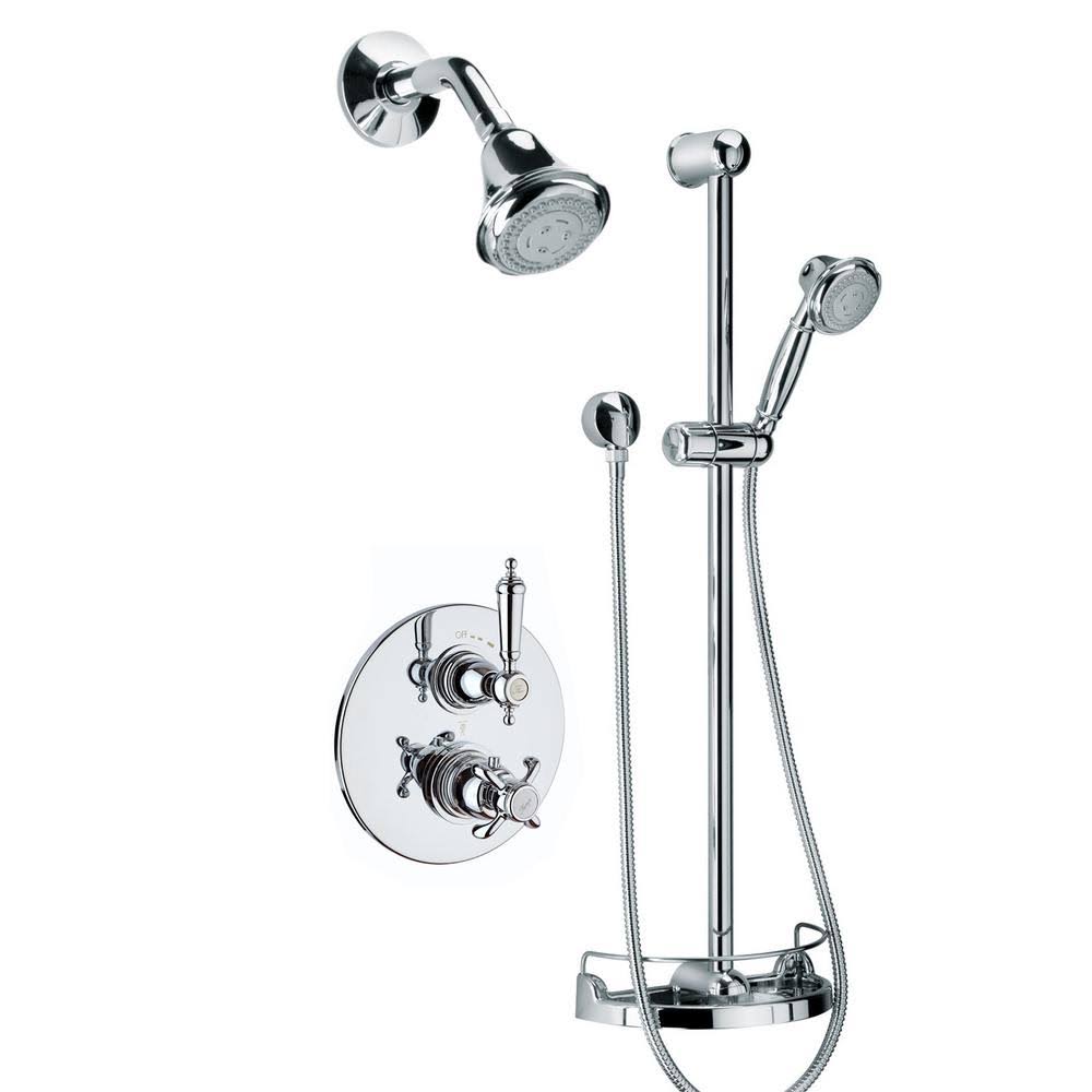 Chrome Thermostatic Shower System with Two Way Diverter and Slide Bar Kit N87991