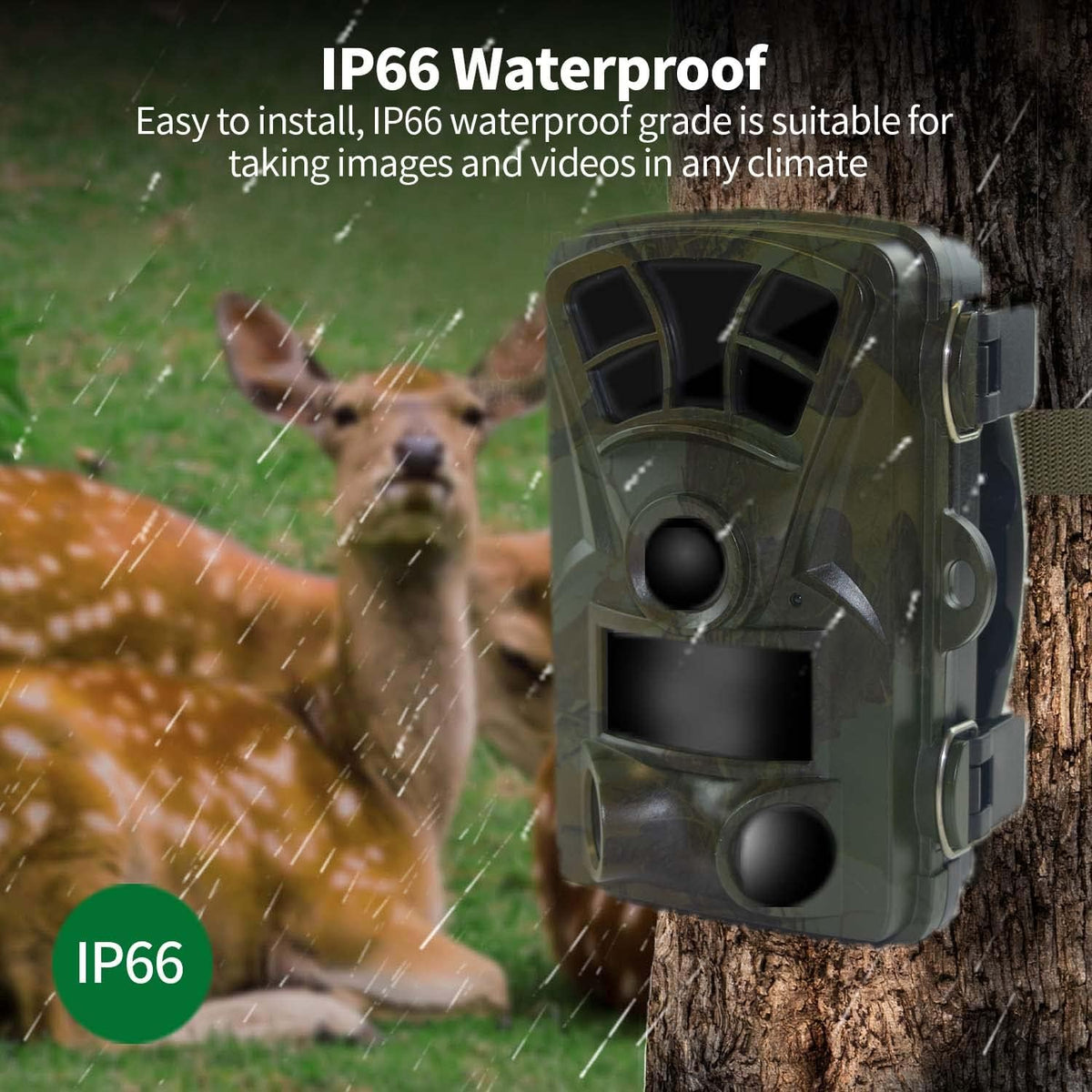 2.4" LCD 32MP 4K IP66 Waterproof Deer Camera, Pack of 2 O941