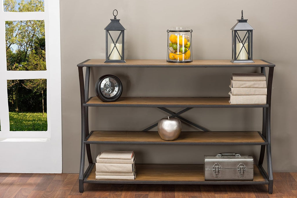 Brown Wood and Metal Console Table L7818