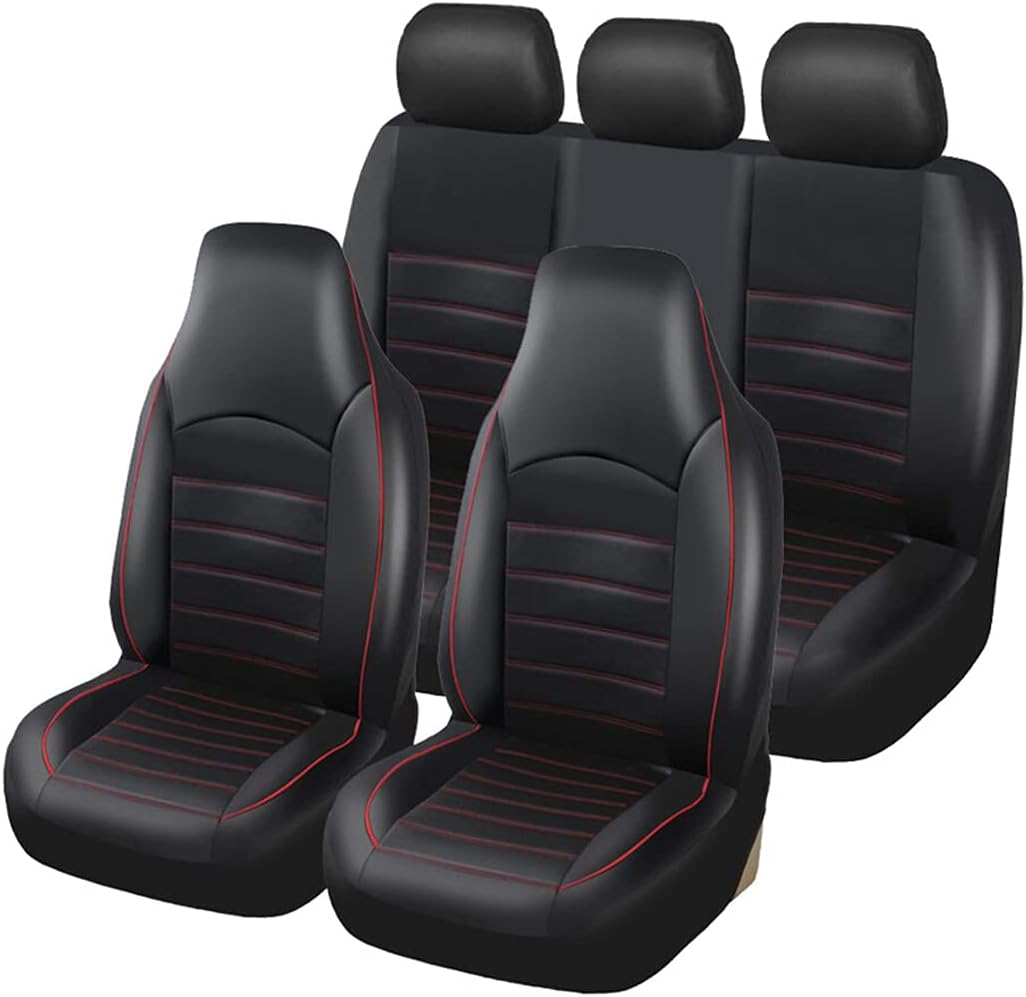 Red Trim PU Leather Car Front Seat Covers Set of 2 Q2522