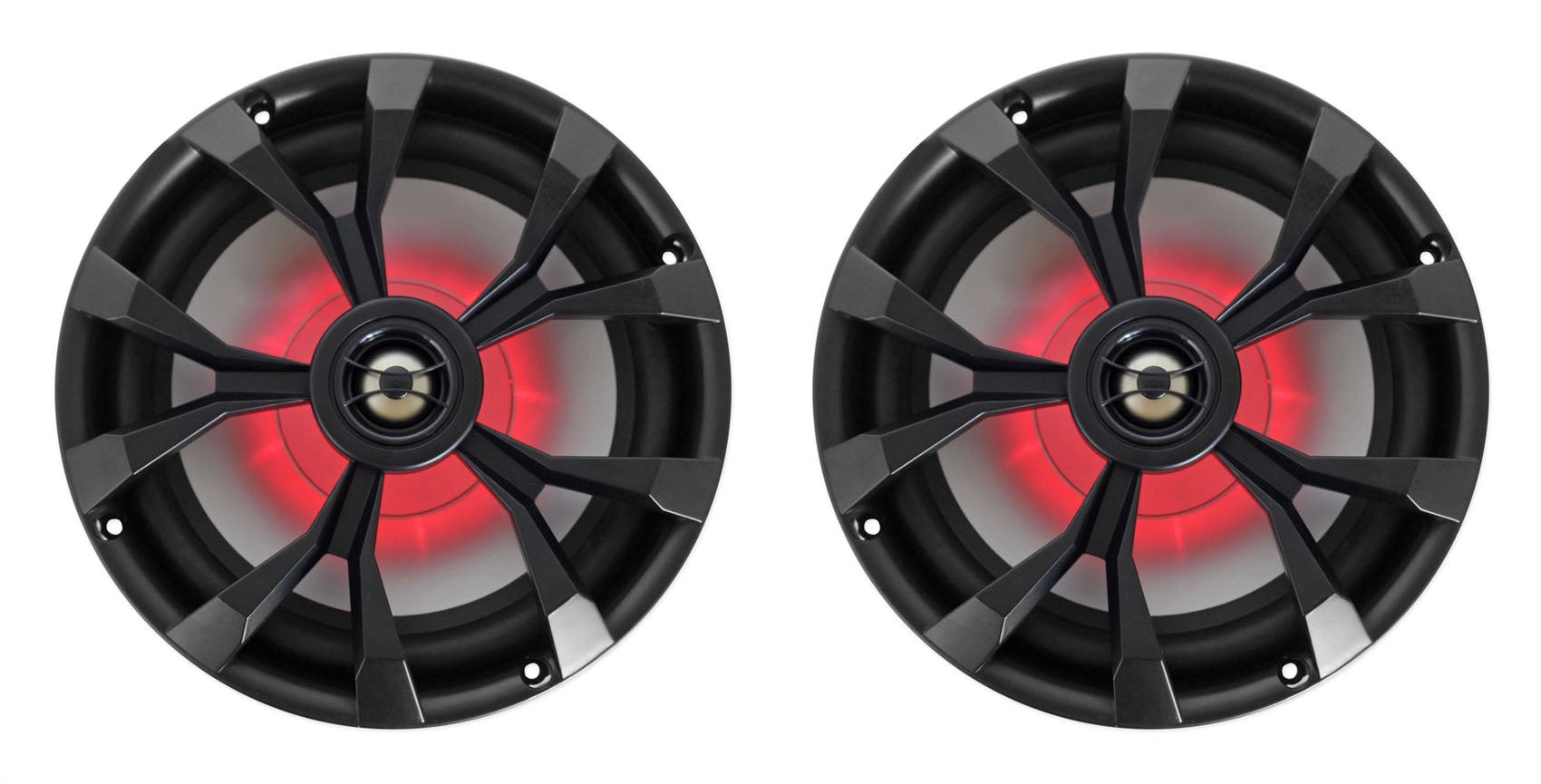 Dual 8" Marine Black Wakeboard LED Speakers with Amplifier and Wires B1222