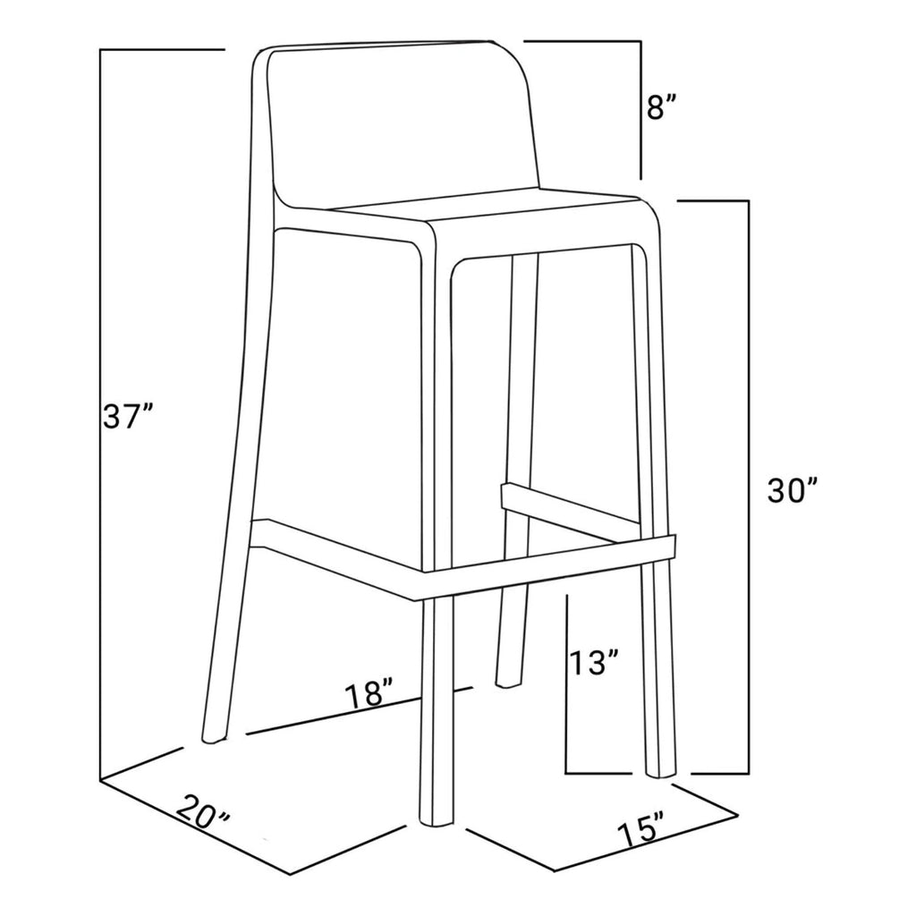 Outdoor Bar Stools Set of 4 with Footrest P3221