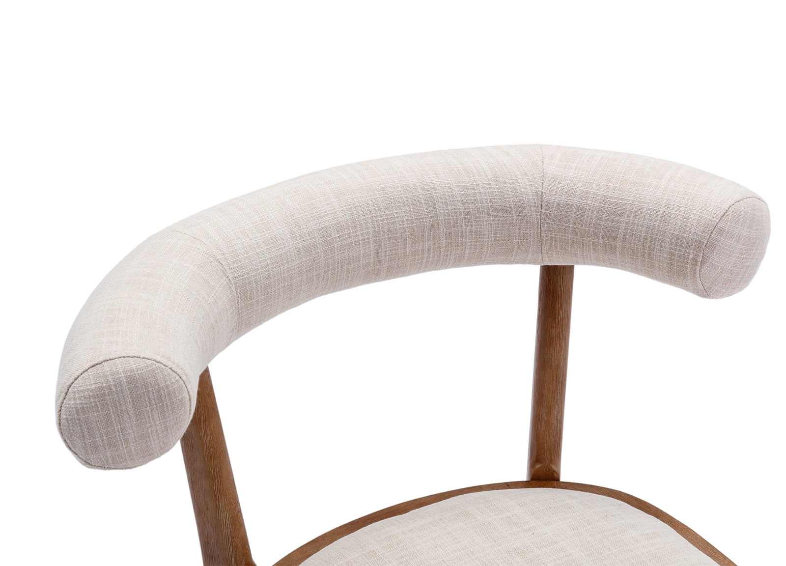 Beige Linen Upholstered Wooden Dining Chairs Set of 2 X705140