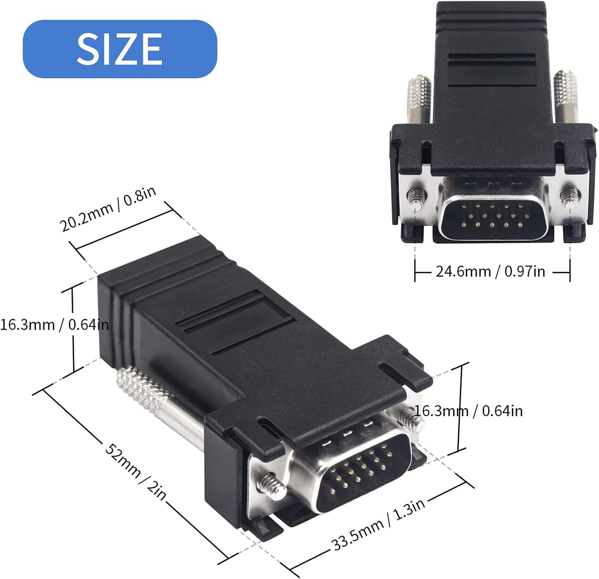 VGA Extender Over Ethernet Adapter, 4pcs VGA to RJ45 Adapter P13573