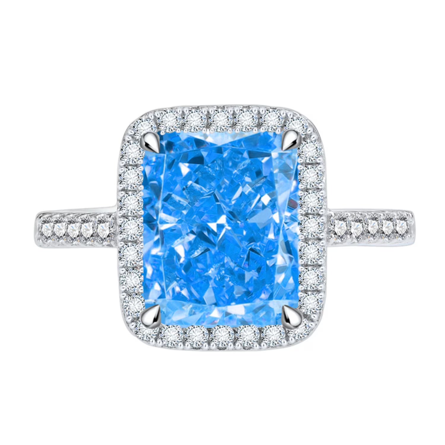 Radiant Cut 8*10mm Zircon Engagement Rings S925 Sterling Silver U5023