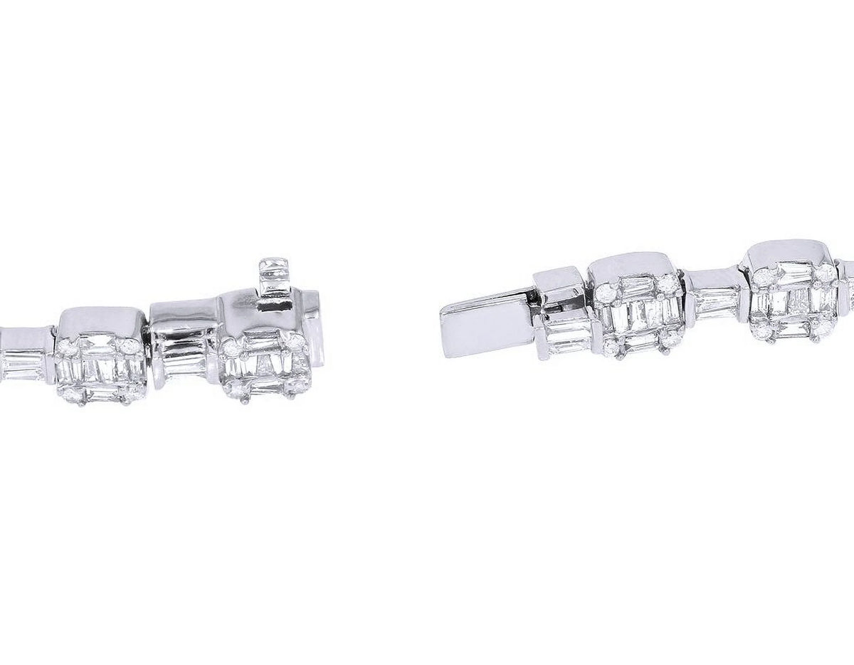 Diamond Square Link Bracelet Gold 6MM 8.5" O849773