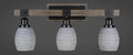 Matte Black Painted Distressed Wood 3 Light Bath Bar E212