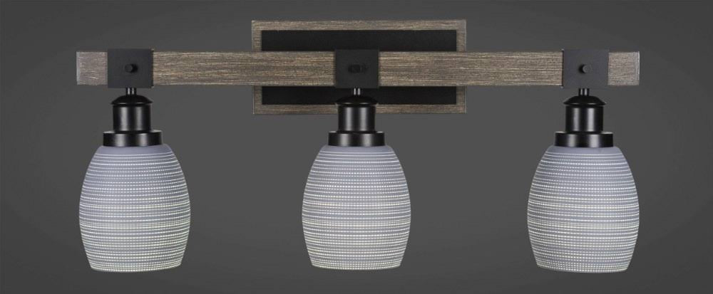 Matte Black Painted Distressed Wood 3 Light Bath Bar E212