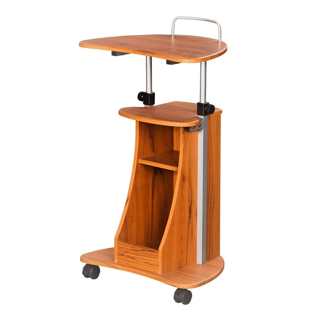 Woodgrain Rolling Adjustable Height Laptop Cart with Storage E8806