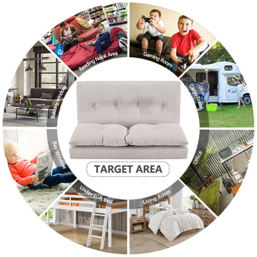 Beige Fabric Folding Chaise Lounge Sofa W169