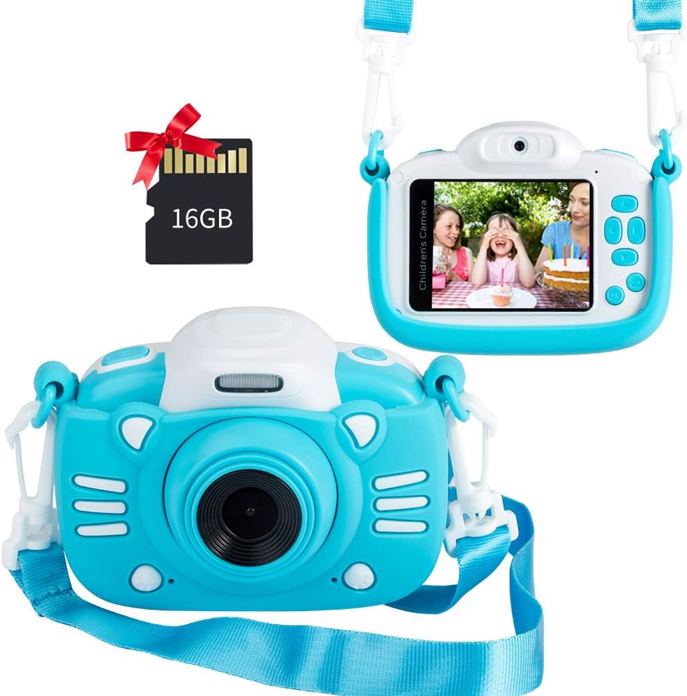 Blue 2.4 Inch 30MP Kids Digital Camera with 16GB SD Card U827