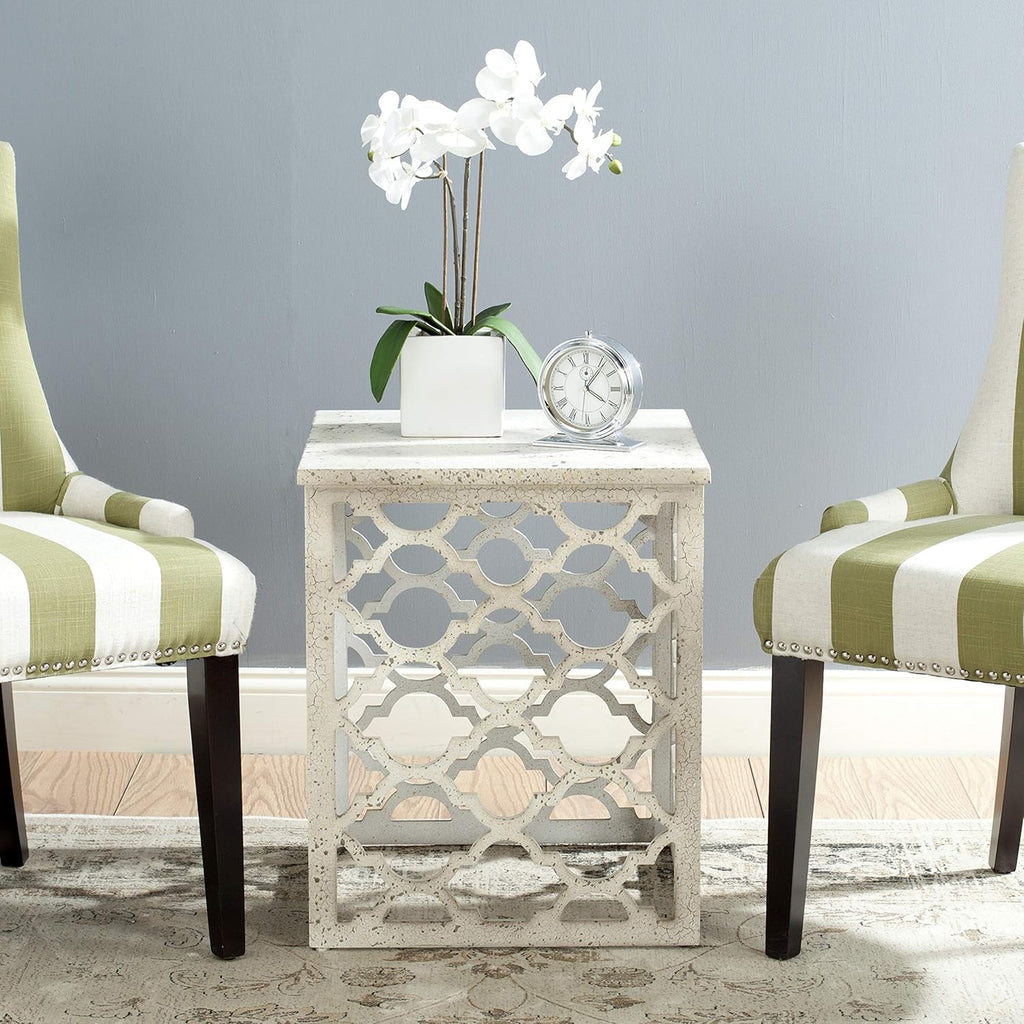 Distressed White End Table S120957
