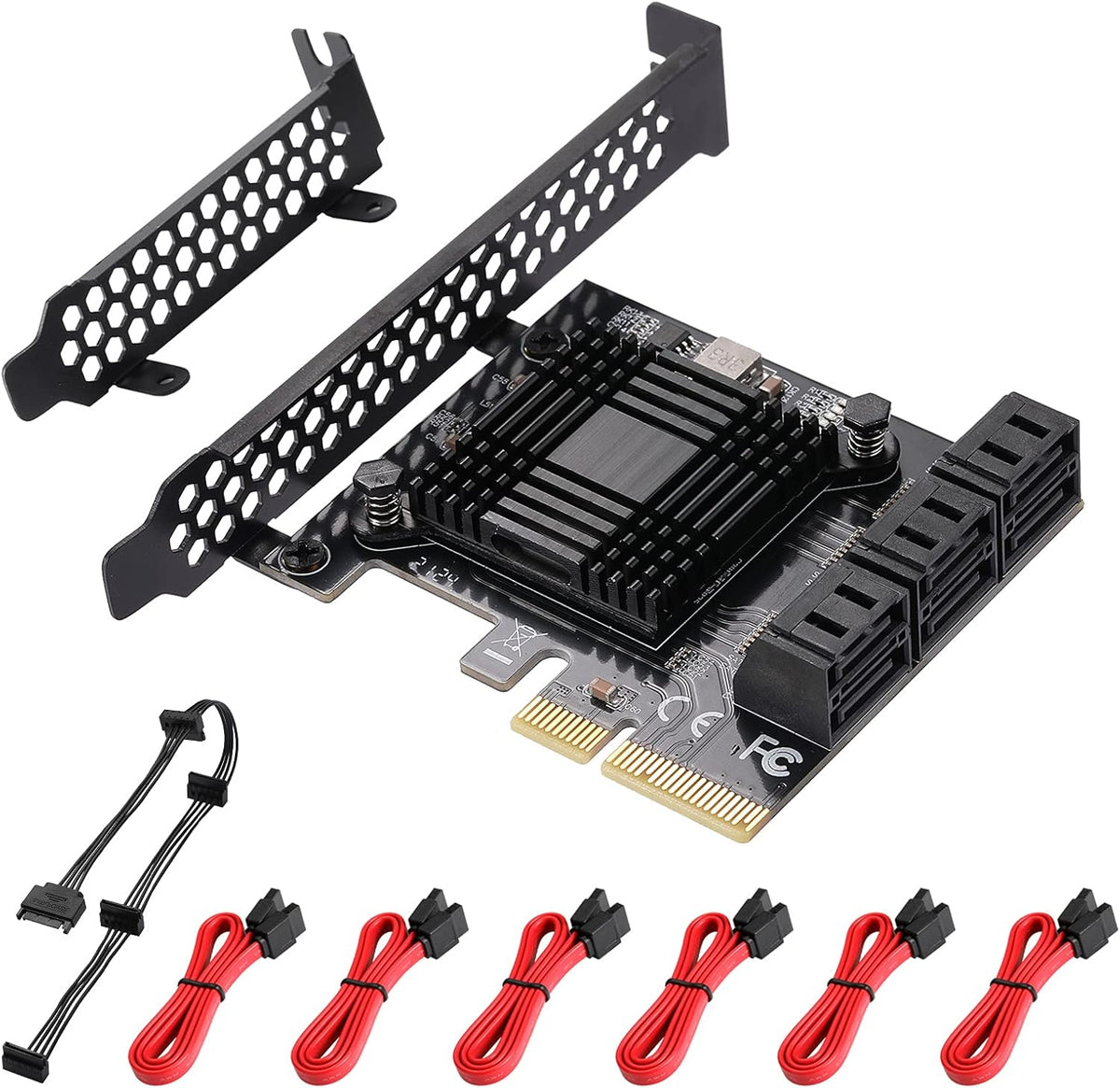 16 Port 4X SATA PCIe Expansion Card with 16 SATA Cables and Bracket B8704