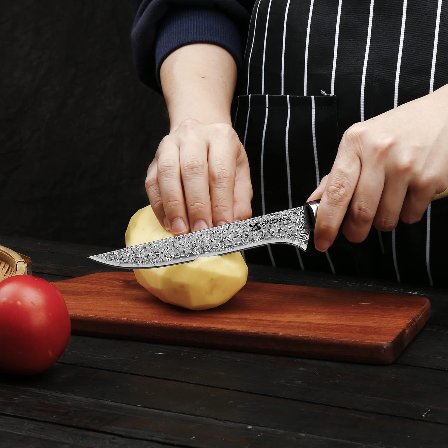 6 Inch Damascus Steel Boning Knife with Camel Bone Handle A29970