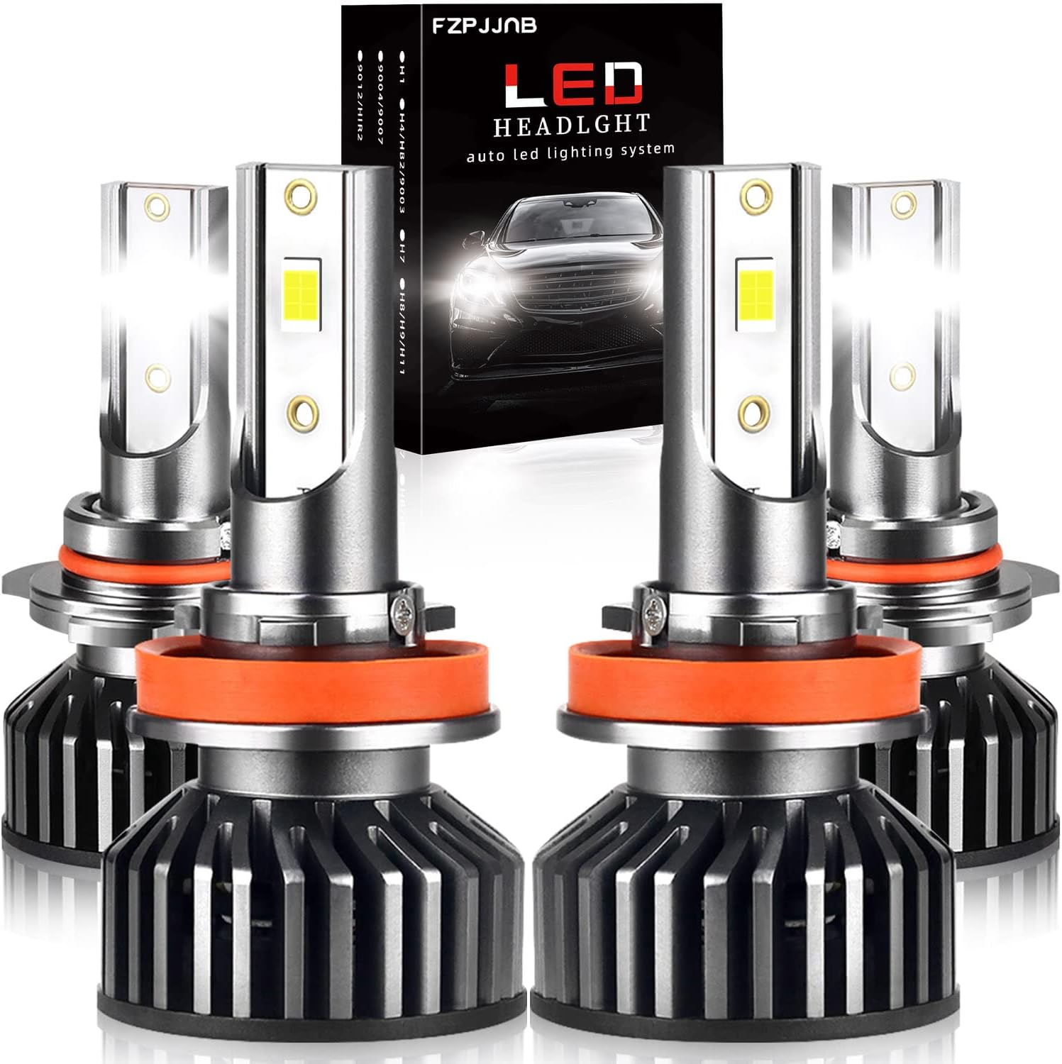 9005 High Beam + H11 Low Beam LED Headlight Bulbs Conversion Kits, 6000K Cool White, Pack of 4 G3460