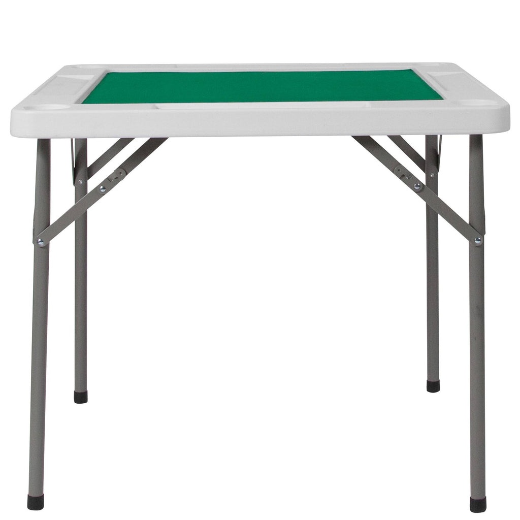 34.5x22 Square 4-Player Folding Card Game Table with Green Felt C120017