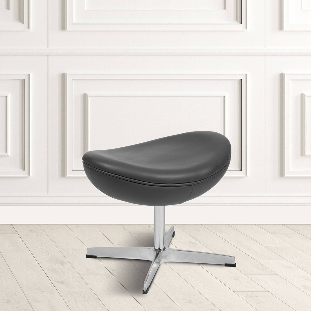 Gray LeatherSoft Saddle Wing Ottoman T494114